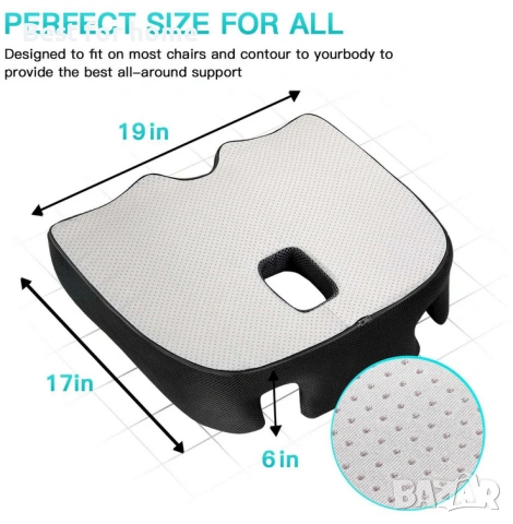 X Голяма възглавница за седалка с мемори ефект - Черна, снимка 6 - Други - 53659264