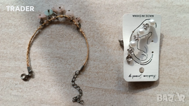 обеца бижу перли за цяло ухо  гривна с естествени камъни 