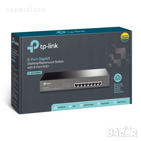 Суич TP-Link TL-SG1008MP 8-портов Gigabit PoE+ комутатор, снимка 2 - Суичове - 35821879