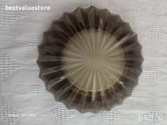 Масивен Ретро Пепелник От Тъмно Стъкло, снимка 3 - Други - 47913311