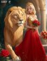  Златна роза и Кралски лъв  - диамантен гоблен, снимка 1 - Гоблени - 42302056