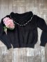 Кокетен елегантен  черен пуловер с перли , снимка 11