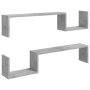vidaXL Стенни рафтове, 2 бр, бетонно сиви, 100x15x20 см, ПДЧ(SKU:807272