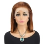 Естествена перука 35 см - кафява с руси кичури, медено руса, Lace 13х4, снимка 2