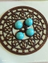 Винтидж бижу с тюркоазени камъни филигранна изработка ретро стил 52185, снимка 4