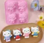 4 Коте Кити цял ръст Hello Kitty силиконов молд форма фондан шоколад гипс сапун, снимка 1