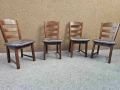 Масивни дъбови трапезни столове с естествена кожа, снимка 1