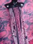 Цикламено-черно-розова дълга лятна рокля бюстие С/М, снимка 3
