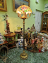 Уникална изключително красива антикварна холандска бронзова паркетна лампа Тифани , снимка 1 - Антикварни и старинни предмети - 44614161