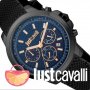 JUST CAVALLI 🍊 Мъжки часовник с хронограф "BLACK BLUE & GOLD" нов с кутия и 2г гаранция, снимка 1 - Мъжки - 39944823