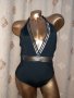 Н&М 40 Черен еластичен цял бански , снимка 1 - Бански костюми - 41752322
