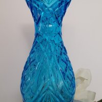 Синя стъклена ваза Rossini Empoli Blue Art Glass., снимка 4 - Вази - 42335124