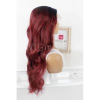 Дълга червена чуплива лейс фронт перука Лорета, снимка 5 - Аксесоари за коса - 35784769
