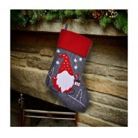 Коледен чорап Mercado Trade, Гном с фенер, 40 см, Сив, снимка 2 - Декорация за дома - 38794128