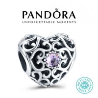 Талисман Пандора сребро проба 925 Pandora Filigree treasured Heart. Колекция Amélie, снимка 1 - Гривни - 41243005