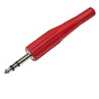 Букса дълга за кабел, червена, стерео, 6,3mm JACK(м), 110mm, снимка 1 - Други - 42336195