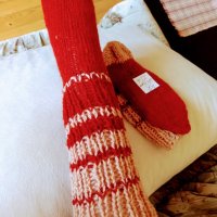 Ръчно плетени дамски чорапи от вълва, размер 38, снимка 2 - Дамски чорапи - 41932027