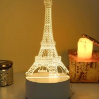 Лед нощна лампа Айфеловата кула за подарък , снимка 2 - Други - 41755495