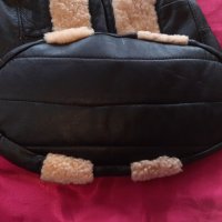 Кожена черна чанта /торба/ с бежава  мека кожа , снимка 5 - Чанти - 39443168