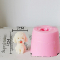 3D куче кученце Померан Пудел цилиндър 2 вида силиконов молд форма калъп декор торта гипс сапун свещ, снимка 3 - Форми - 29649047