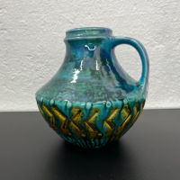 Западногерманска керамична ваза с емайл. №5233, снимка 3 - Антикварни и старинни предмети - 44823346
