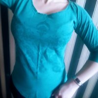 Зелена блузка с ръкав 3/4, снимка 1 - Блузи с дълъг ръкав и пуловери - 35344837