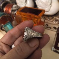 Сребърен пръстен с яспис от края на 19 век, снимка 5 - Пръстени - 41937213