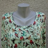 3XL+ Нова  блуза с тропически птички, снимка 2 - Блузи с дълъг ръкав и пуловери - 41657131