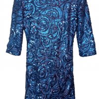 Синя рокля с пайети S, снимка 1 - Рокли - 40215290