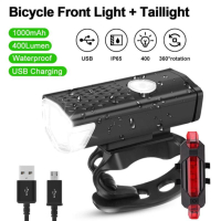 Комплект LED светлини за велосипед колело предна и задна, USB R-7188, снимка 1 - Аксесоари за велосипеди - 44750246