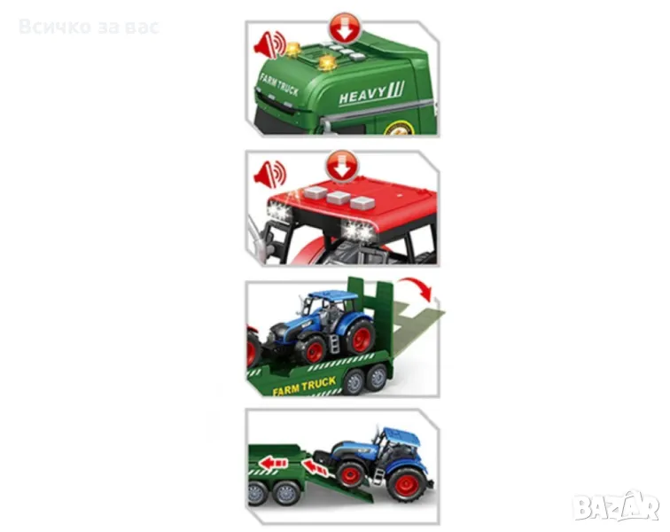ToyStar Автовоз FARM с Трактори – Звук и Светлина, снимка 1