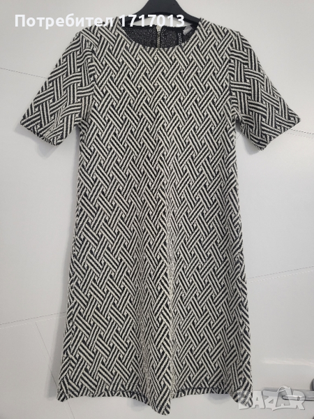 Рокля с къс ръкав / Рокля H&M / черно бяла рокля / Размер XS - S, снимка 1