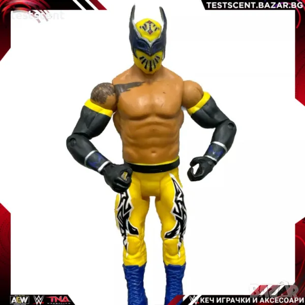 Екшън фигура WWE Sin Cara Син Кара Basic Series Yellow Lucha играчка, снимка 1