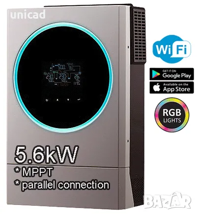 Хибриден инвертор 5600W/48V/MPPT 6000W/120A(120-450Vdc), снимка 1