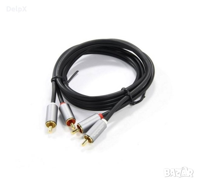 Кабел за аудио, професионален, STEREO, HQ, 2xRCA(м), силиконов, 1m, снимка 1