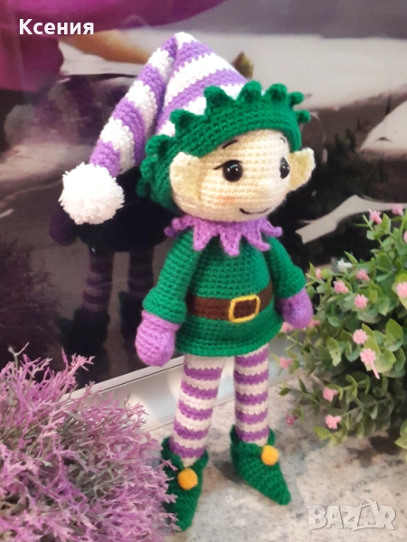 Плетена играчка Елф, Плетени, ръчно изработени, Подарък за Коледа, снимка 1