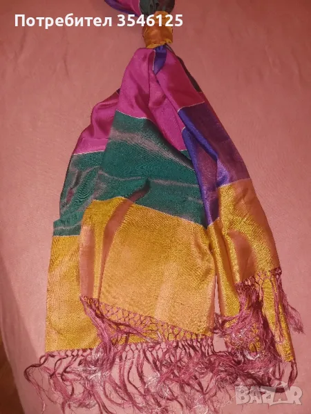 Копринен шал от Узбекистан 45 х 198 см ( без ресните), снимка 1