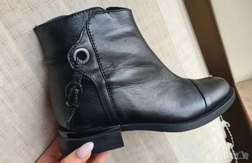 черни боти естествена кожа, снимка 1