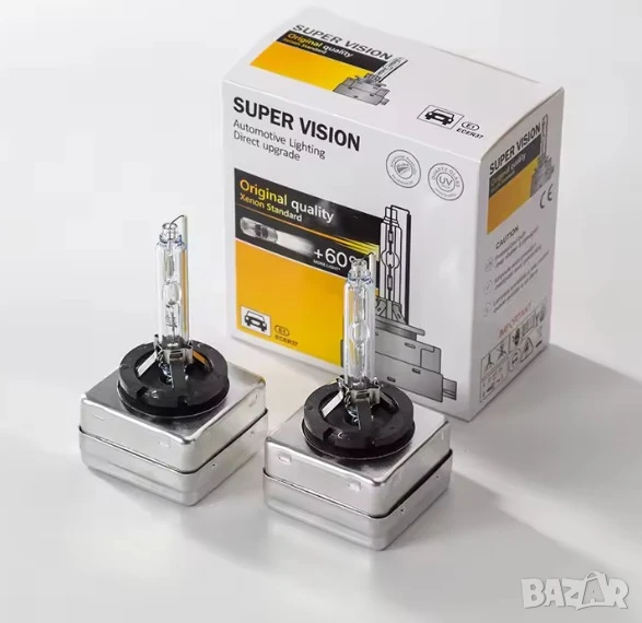 XENON крушки SUPER VISION D3S 6000K +60% светлина – Quartz стъкло, UV защита, снимка 1