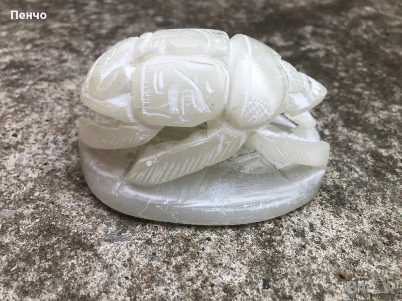 стара фигурка СКАРАБЕЙ - сапунен камък /стеатит/, снимка 1