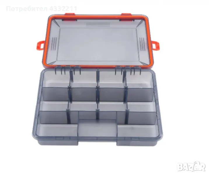 Сива кутия за рибарски принадлежности с оранжева закопчалка, m-k29, снимка 1