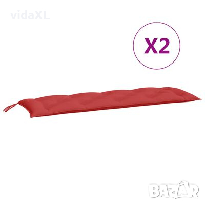 vidaXL Възглавници за градински пейки 2 бр червено 150x50x7 см плат（SKU:315022, снимка 1