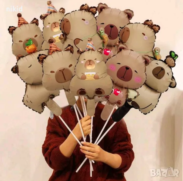 6 вида Капибара Capybara фолио фолиев балон хелий или въздух, снимка 1