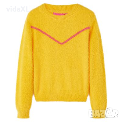 Детски плетен пуловер, тъмна охра, 116（SKU:14760, снимка 1