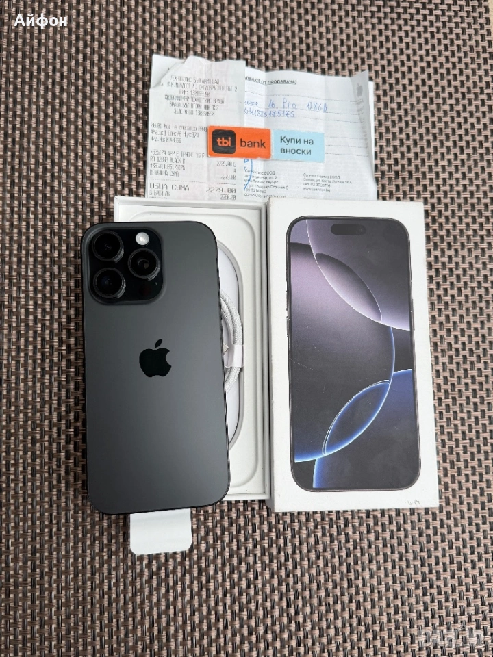 КАТО НОВ!/*ЛИЗИНГ*/ iPhone 16 Pro 128Gb Black Titanium 24М гаранция, снимка 1