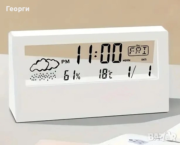 Прозрачен бял LED цифров будилник, снимка 1