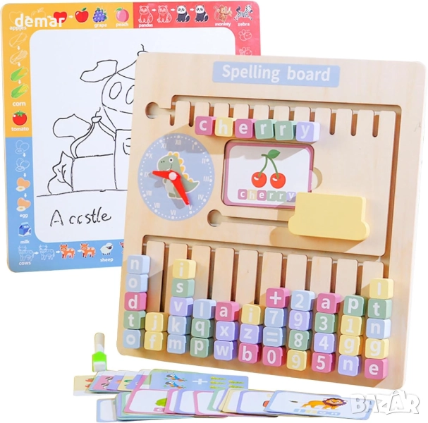 KUKUTrue® Монтесори играчка, дъска за учене по азбука, дървен пъзел, 3–7 години, снимка 1