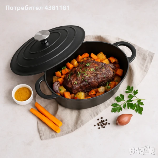 Чугунен бретер KITCHEN CLUB с емайлирано покритие – 4 литра, снимка 1