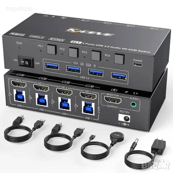 KVM Switch KVM8401BA - 8K или 4K до 4 компютъра - 1 монитор / 144Hz, снимка 1