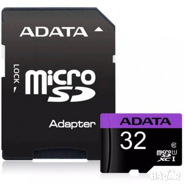 ADATA 32GB microSDHC Class 10 UHS-I / с адаптер, снимка 1